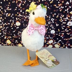 🌼🍒 Easter White Duck Decor with Pink Bow